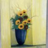 Blue Vase with Sunflowers, painting by Hang Pham