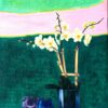 Glass Blue Vase with the White Phalaenopsis Orchid Flowers, painting by Hang Pham