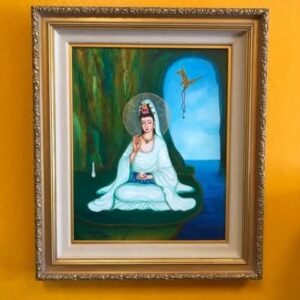Guan Yin Buddha with Bird in Vietnam's Son Doong Cave, painting by Hang Pham
