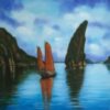 Vinh Ha Long in Vietnam, painting by Hang Pham