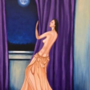 Lady Looks at the Moonlight, painting by Hang Pham