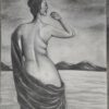 Lady Looking Out Ocean, painting by Christi Pham