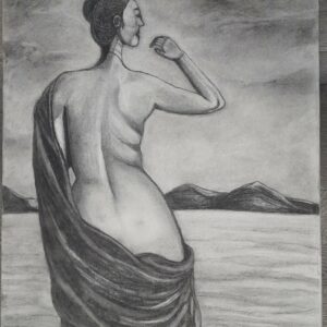 Lady Looking Out Ocean, painting by Christi Pham