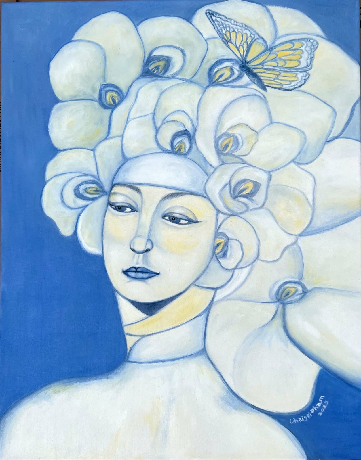 Lady of the Blossom and Butterfly, print of a painting by Christi Pham
