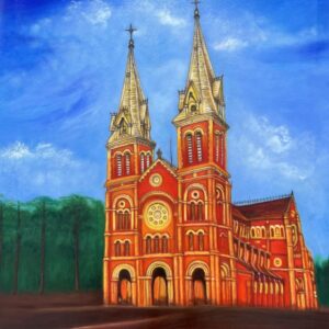 Saigon Notre Dame Cathedral, painting by Christi Pham